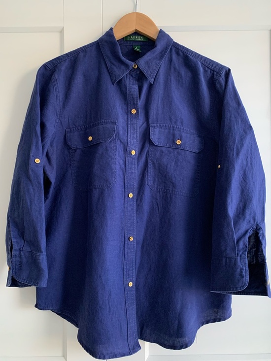 Lauren Ralph Lauren Tops - Lauren Ralph Lauren Deep Blue Casual Button-Down Shirt